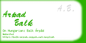 arpad balk business card